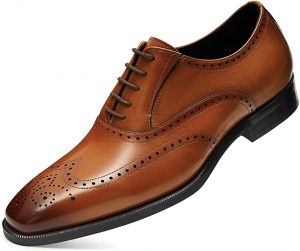FRASOICUS Mens Dress Shoes with Genuine Leather in Classic Brogue Elastic Band Oxford Formal Shoes for Men1