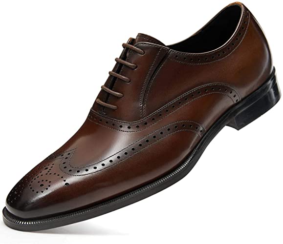 FRASOICUS Mens Dress Shoes with Genuine Leather in Classic Brogue Elastic Band Oxford Formal Shoes for Men2