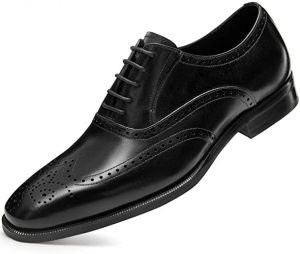 FRASOICUS Mens Dress Shoes with Genuine Leather in Classic Brogue Elastic Band Oxford Formal Shoes for Men3