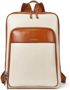 BOSTANTEN Leather Laptop Backpack_White-brown_RRspacebusiness