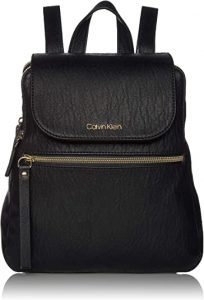 Calvin Klein Elaine Bubble Lamb Novelty Key Item Flap Backpack_Black-gold_RRspacebusiness