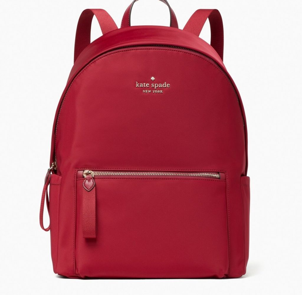 Kate Spade New York Chelsea Cranberry Nylon Zip Lined Large Backpack_RRspacebusiness